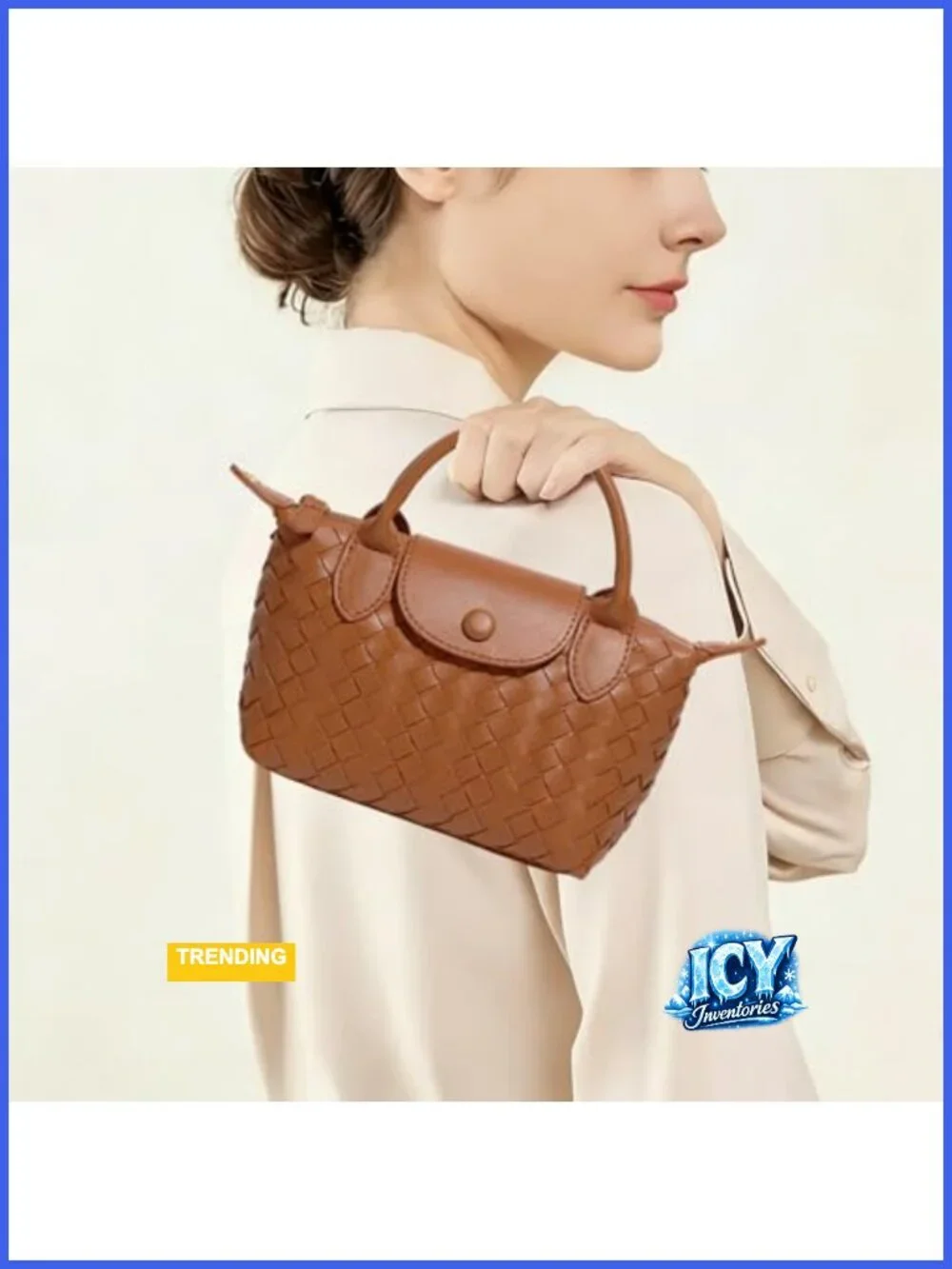 Small Vegan Leather Woven Crossbody Bag Mini Top Handle Shoulder Purse